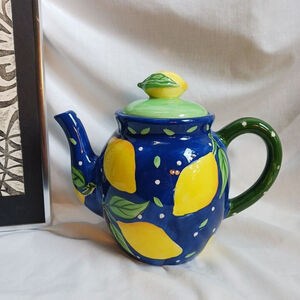 Bella Casa By Ganz Blue Lemon Teapot Rare